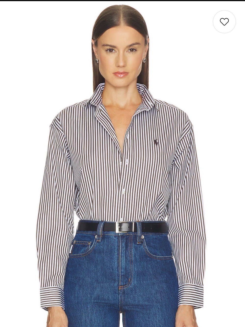 Ralph Lauren Black and White Vertical Stripe Button-Down Shirt